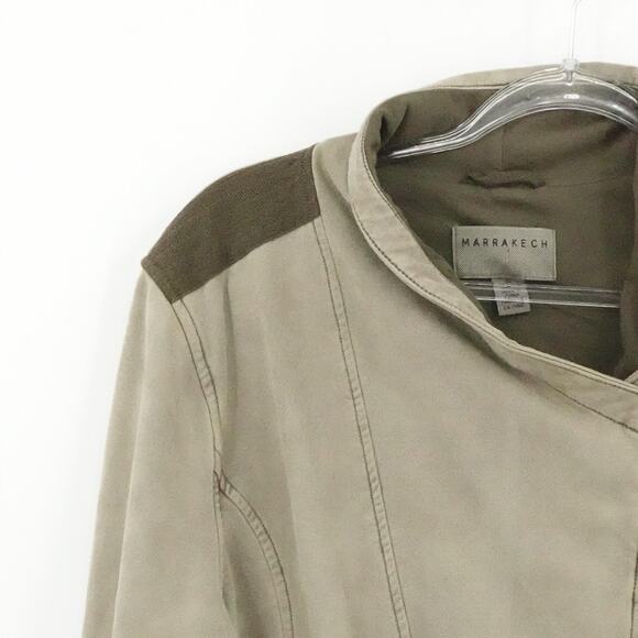Marrakech Jacket Womens XL Taupe Moto Utility Style Full Zip Stretch Pockets New - Picture 4 of 16